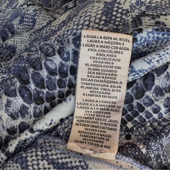 Nanette Lepore Stevie Snake-print Hi-Low Smocked-Waist Sleeveless Blue Dress - Picture 11 of 16